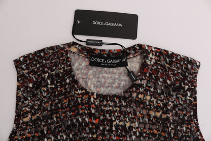 Dolce &amp; Gabbana – T-Shirt aus Wolle mit mehrfarbigem Strickmuster