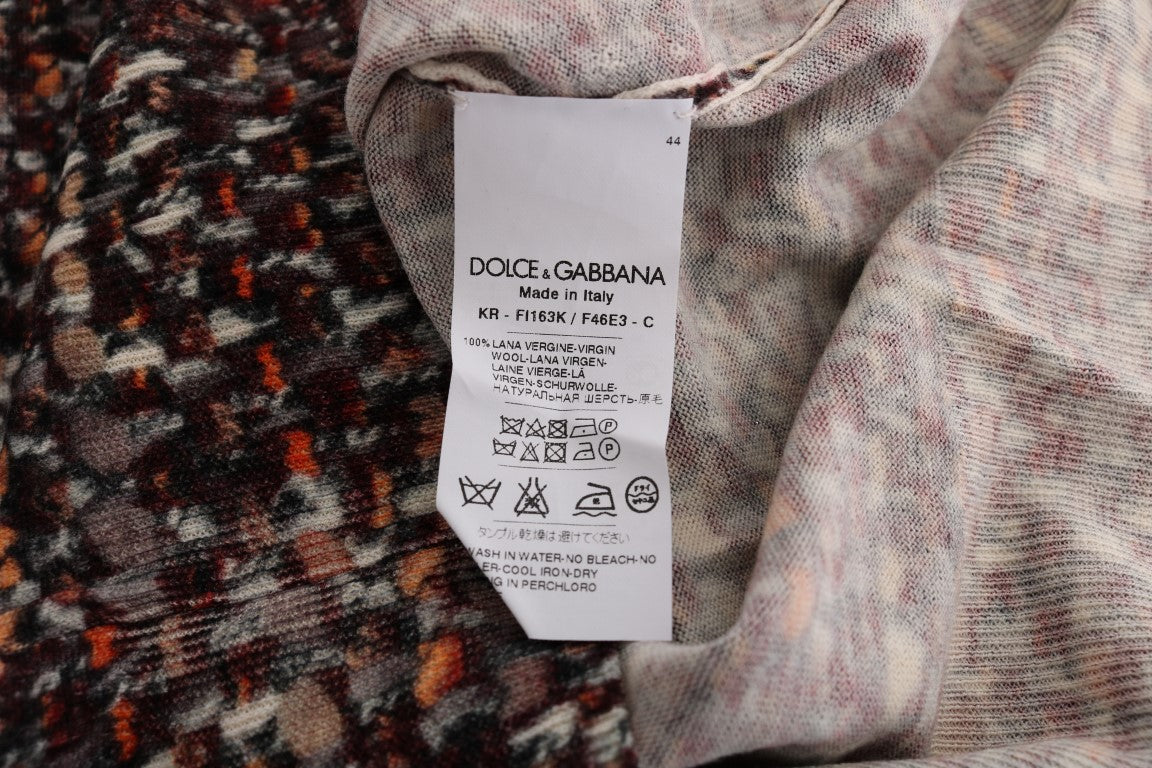 Dolce &amp; Gabbana – T-Shirt aus Wolle mit mehrfarbigem Strickmuster