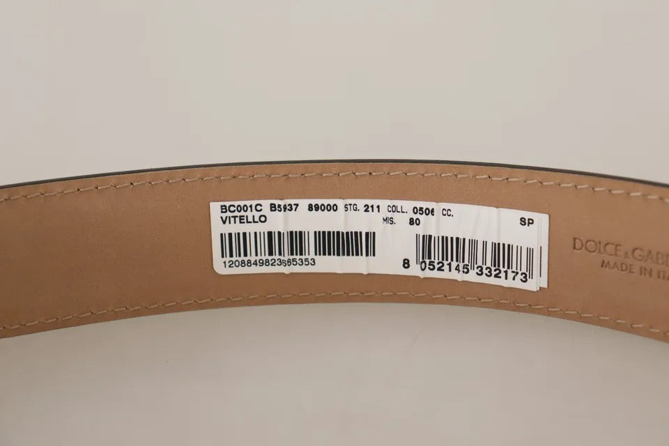 Dolce &amp; Gabbana – Gürtel aus schwarzem Leder mit goldfarbener Metalllogo-Gravur