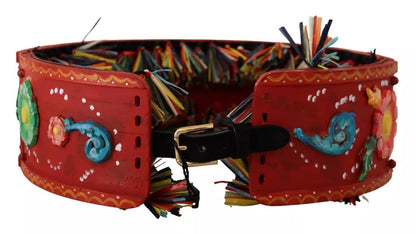 Dolce &amp; Gabbana – Mehrfarbiger, floraler Carretto-Gürtel mit breiter Taille