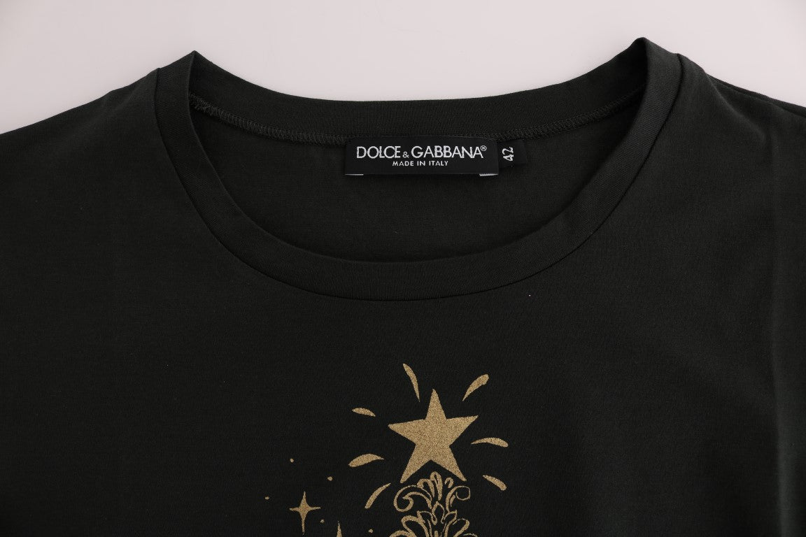 Dolce &amp; Gabbana Grünes Baumwoll-T-Shirt mit Motiv 2017