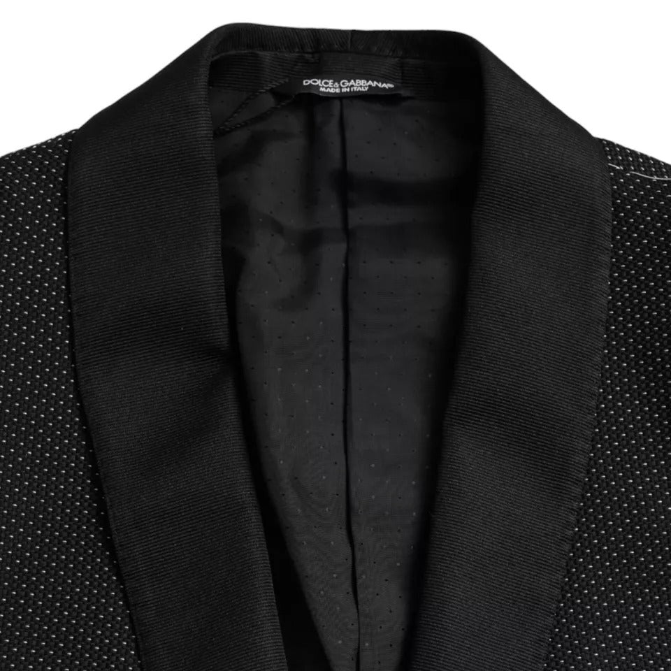 Dolce &amp; Gabbana – Schwarzer Jacquard-Blazer „MARTINI“ mit einreihigem Mantel