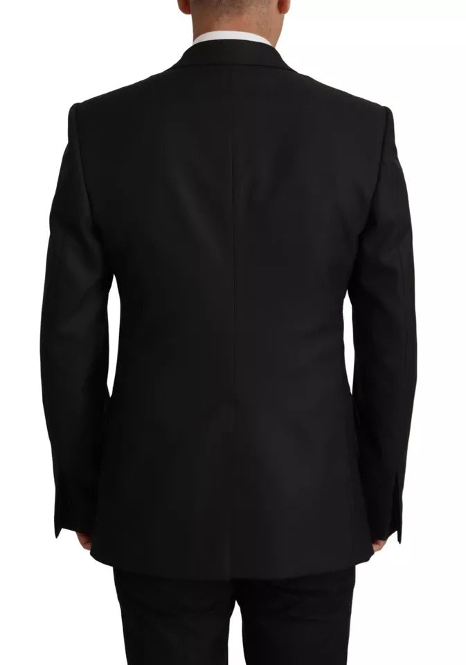 Dolce &amp; Gabbana – Einreihiger Blazer aus schwarzem Polyester