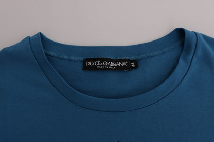 Dolce &amp; Gabbana – T-Shirt aus blauer Baumwolle mit Motiv 2017
