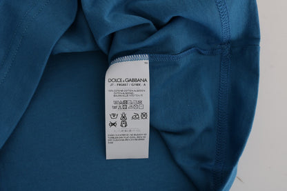 Dolce &amp; Gabbana – T-Shirt aus blauer Baumwolle mit Motiv 2017