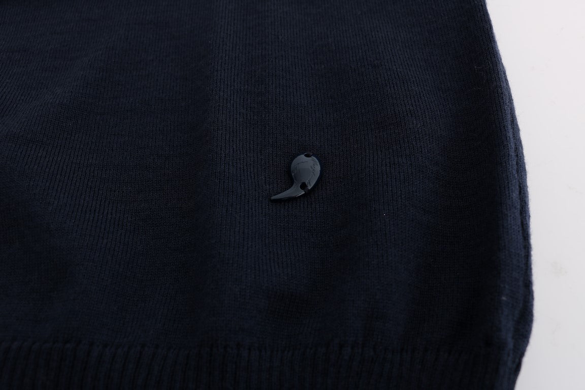 MARGHI LO‘ Blaues langärmliges Etuikleid aus Wolle