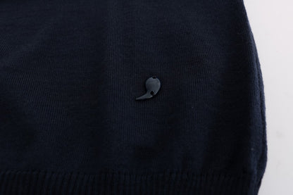 MARGHI LO‘ Blaues langärmliges Etuikleid aus Wolle