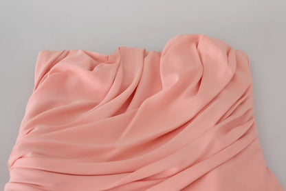 Dolce &amp; Gabbana – Trägerloses Etuikleid aus Stretch-Seide in Rosa