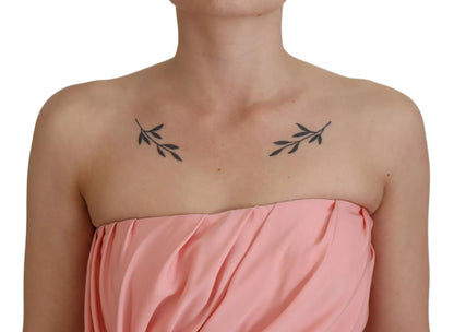 Dolce &amp; Gabbana – Trägerloses Midi-Etuikleid aus Stretch-Seide in Rosa