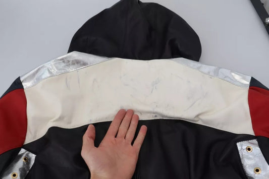 Dolce &amp; Gabbana – Blouson-Manteljacke aus schwarzem Leder mit Kapuze