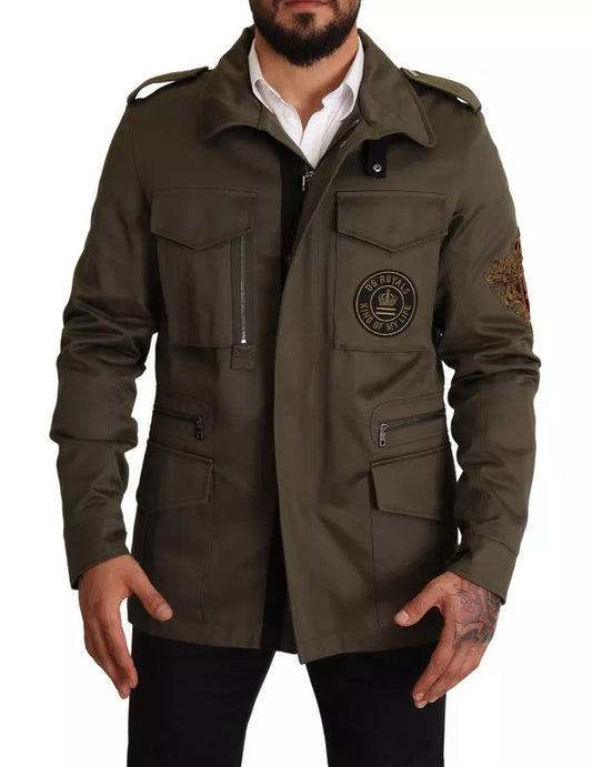 Dolce &amp; Gabbana Grüne DG Love Blouson-Manteljacke aus Baumwolle