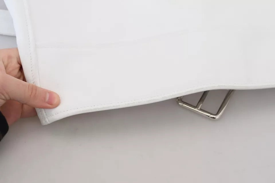 Dolce &amp; Gabbana – Bikermantel aus weißem Leder mit Reißverschluss