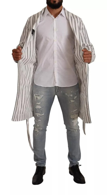 Dolce &amp; Gabbana – Wickeljacke aus weiß gestreifter Baumwolle