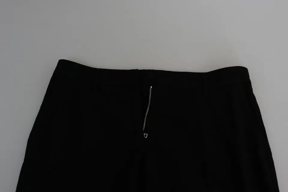 Dolce &amp; Gabbana – Kurze Caprihose aus schwarzem Wollstretch