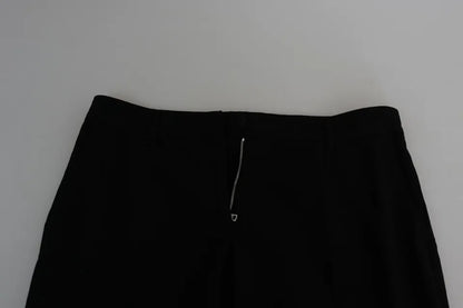 Dolce &amp; Gabbana – Kurze Caprihose aus schwarzem Wollstretch