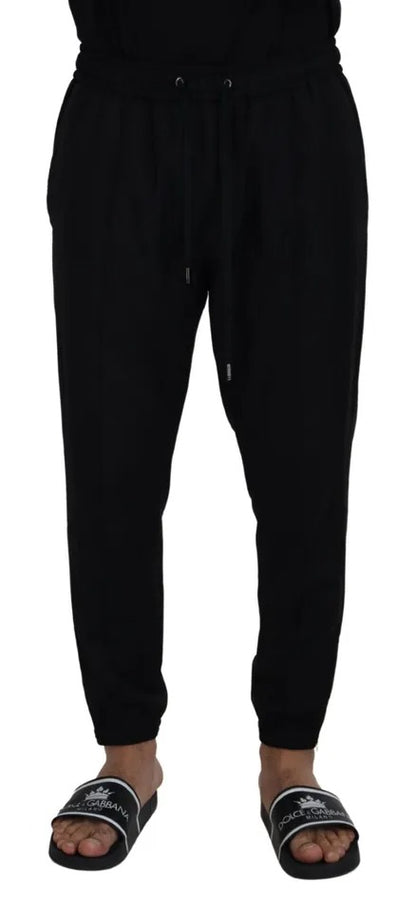 Dolce &amp; Gabbana Schwarze Jogger-Jogginghose aus Wolle