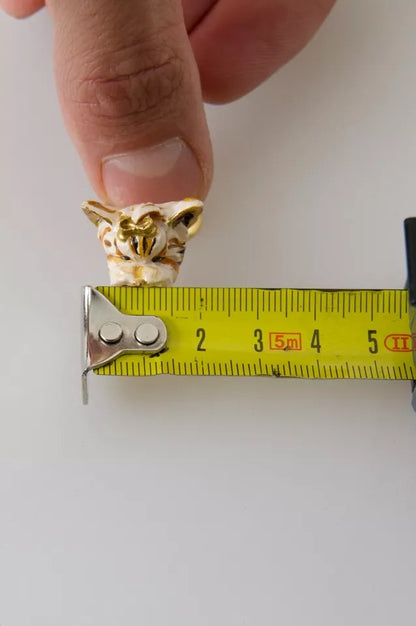 Dolce &amp; Gabbana Gold Messing Harz Beige Hund Haustier Accessoire Ring