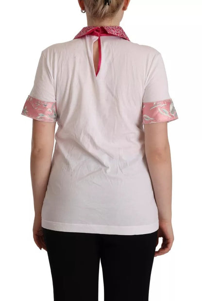 Dolce &amp; Gabbana – Weißes Sartoria-T-Shirt mit Knopfleiste und weitem Kragen