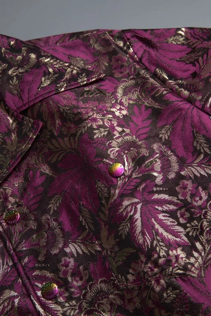 Dolce &amp; Gabbana – Jacquard-Hemd mit Knopfleiste und Blumenmuster in Fuchsia