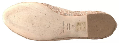 Dolce &amp; Gabbana Beige Loafers mit Blumenspitze