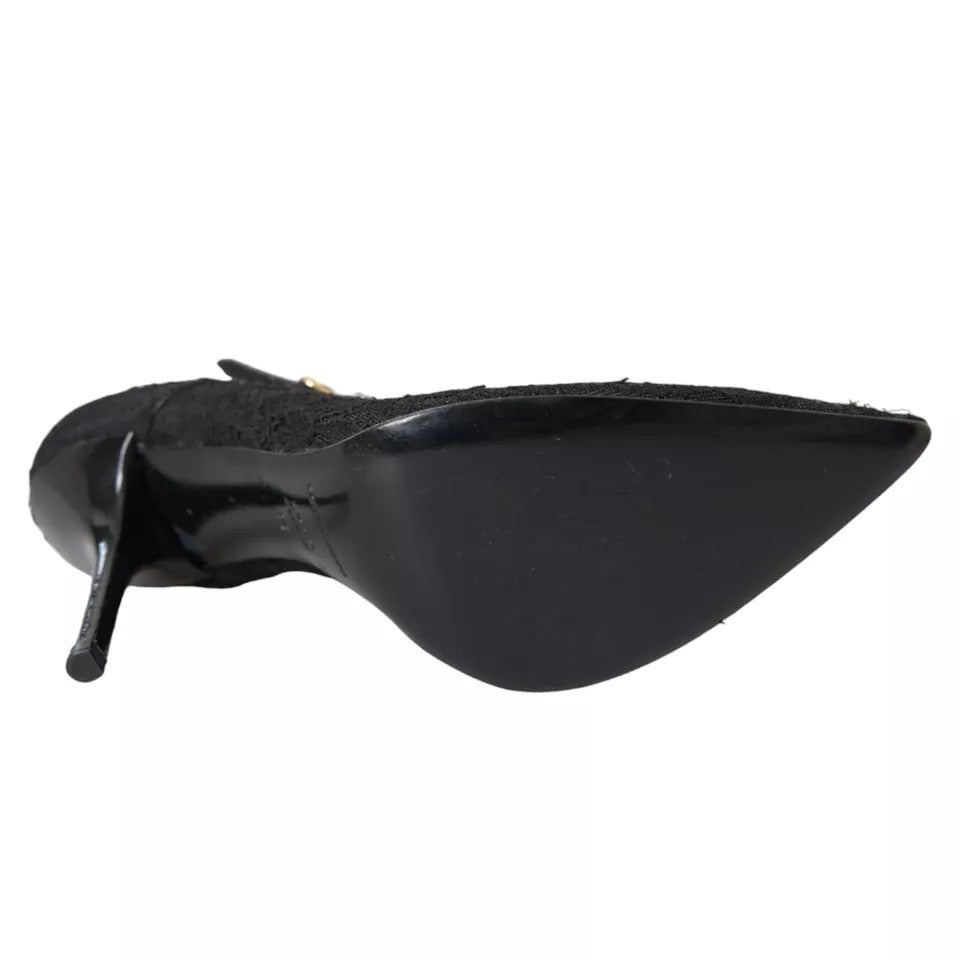 Dolce &amp; Gabbana Schwarze Stretch-Stiefel aus Tüll