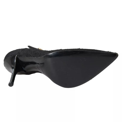 Dolce &amp; Gabbana Schwarze Stretch-Stiefel aus Tüll