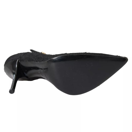 Dolce &amp; Gabbana Schwarze Stretch-Stiefel aus Tüll