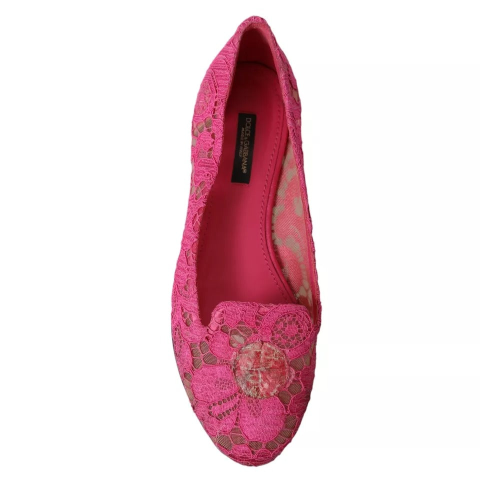 Dolce &amp; Gabbana – Rosafarbene Taormina-Schlupfschuhe mit Spitze