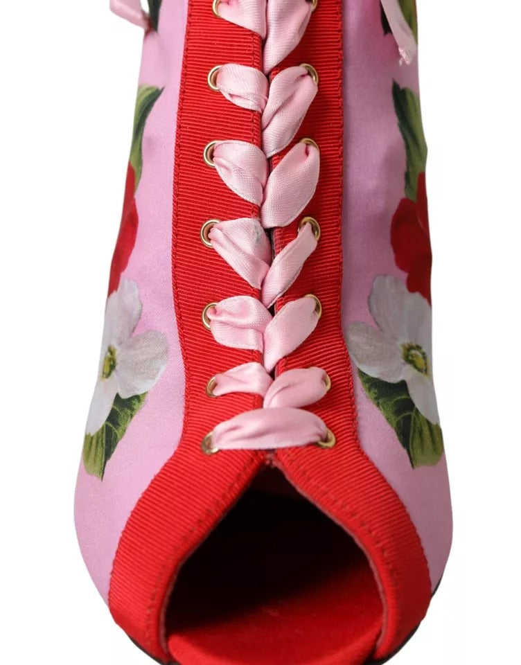 Dolce &amp; Gabbana Mehrfarbige Jersey-Stretch-Stiefel mit offenen Zehen und Absätzen