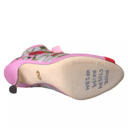 Dolce &amp; Gabbana Mehrfarbige Jersey-Stretch-Stiefel mit offenen Zehen und Absätzen