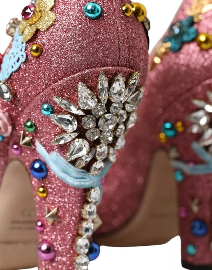 Dolce &amp; Gabbana – Mary-Jane-Pumps mit Pelzverzierung in Rosa