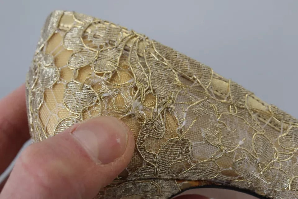 Dolce &amp; Gabbana Gold Taormina Spitze Kristall Heels Pumps Schuhe