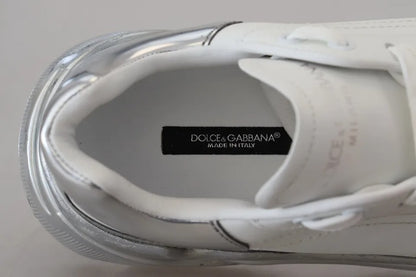 Dolce &amp; Gabbana Daymaster Sneakers aus weißem und silbernem Leder