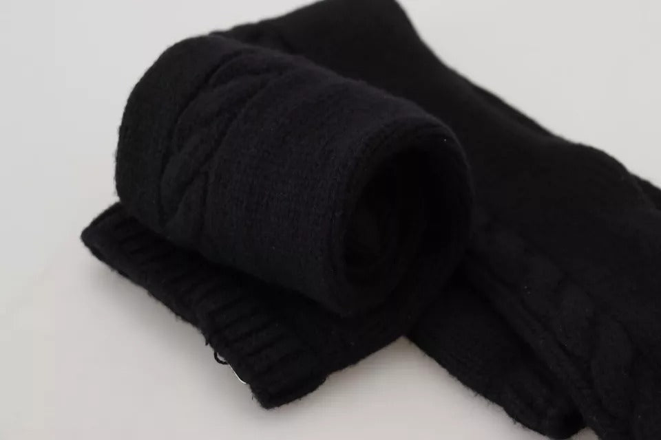 Dolce &amp; Gabbana – Schwarze, wadenlange Socken aus Wollstrick für Damen
