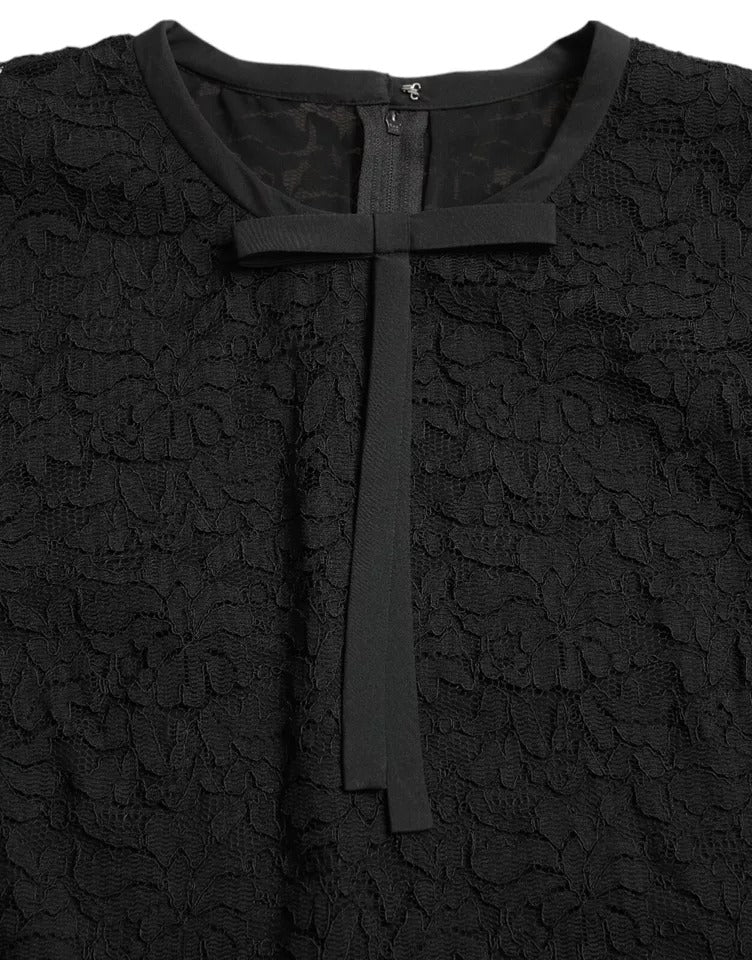 Dolce &amp; Gabbana Schwarze Bluse mit Blumenspitze, T-Shirt, Staff Top