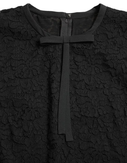 Dolce &amp; Gabbana Schwarze Bluse mit Blumenspitze, T-Shirt, Staff Top