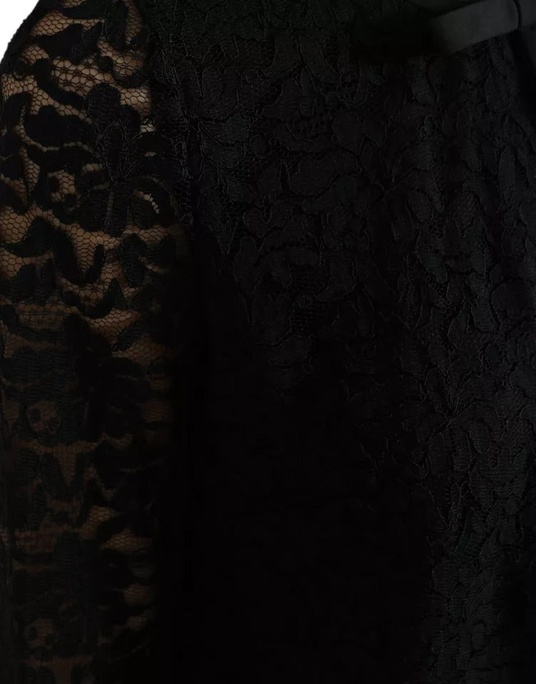 Dolce &amp; Gabbana Schwarze Bluse mit Blumenspitze, T-Shirt, Staff Top