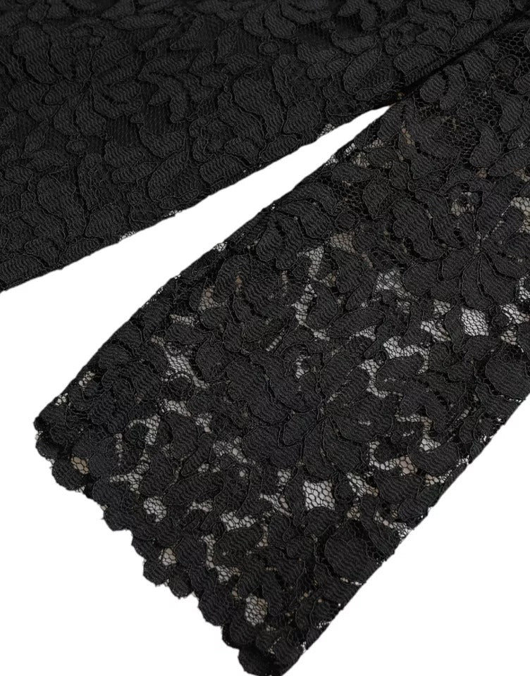 Dolce &amp; Gabbana Schwarze Bluse mit Blumenspitze, T-Shirt, Staff Top