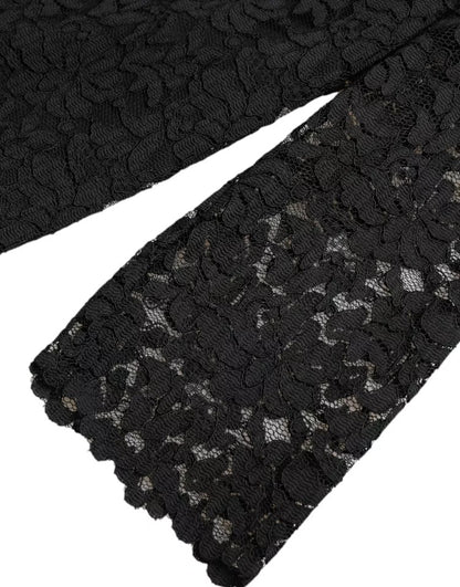 Dolce &amp; Gabbana Schwarze Bluse mit Blumenspitze, T-Shirt, Staff Top