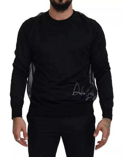 Dolce &amp; Gabbana Schwarzer Polyester-Pullover mit Rundhalsausschnitt für Herren