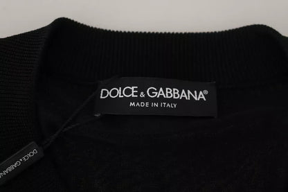 Dolce &amp; Gabbana Schwarzer Polyester-Pullover mit Rundhalsausschnitt für Herren