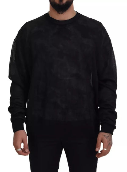 Dolce &amp; Gabbana – Schwarzer Polyester-Pullover mit Rundhalsausschnitt