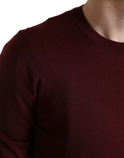 Dolce &amp; Gabbana Bordeaux Wollstrickpullover mit Rundhalsausschnitt