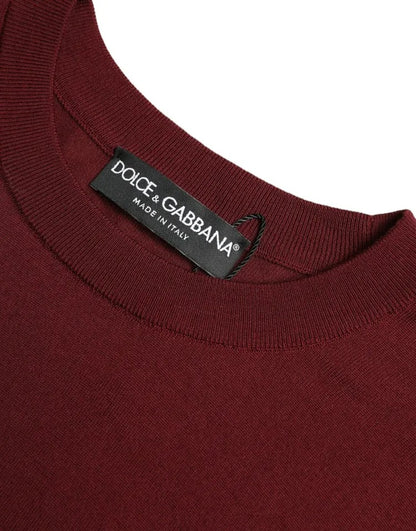 Dolce &amp; Gabbana Bordeaux Wollstrickpullover mit Rundhalsausschnitt