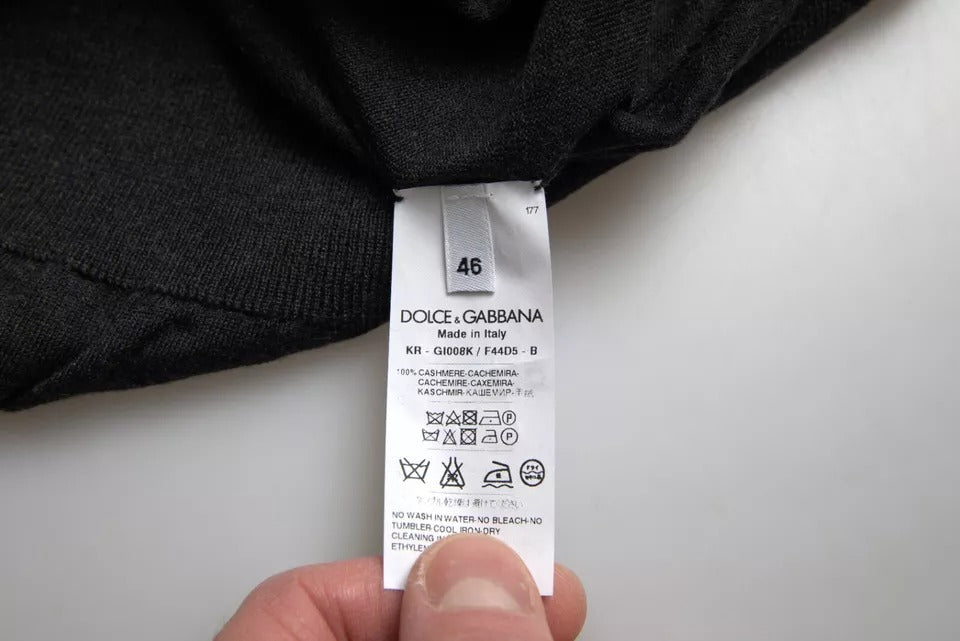Dolce &amp; Gabbana Dunkelgrauer Kaschmirpullover mit Rundhalsausschnitt