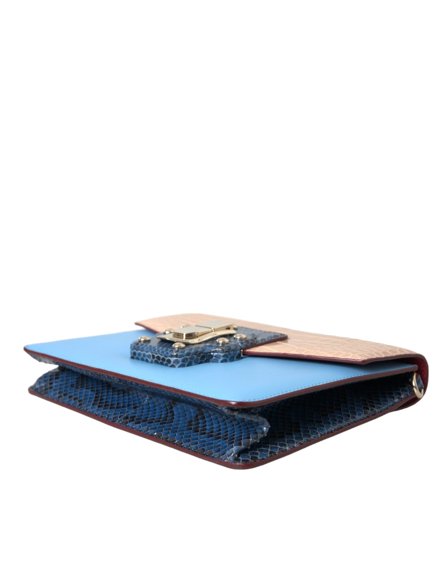 Dolce &amp; Gabbana – LUCIA – Umhängetasche aus exotischem Leder in Blau und Beige