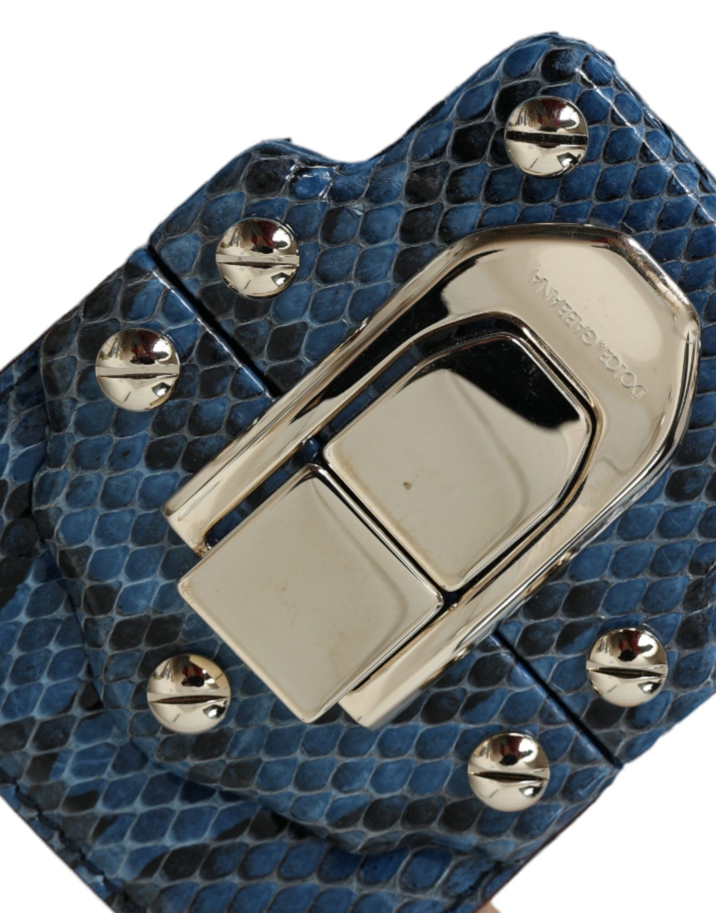 Dolce &amp; Gabbana – LUCIA – Umhängetasche aus exotischem Leder in Blau und Beige