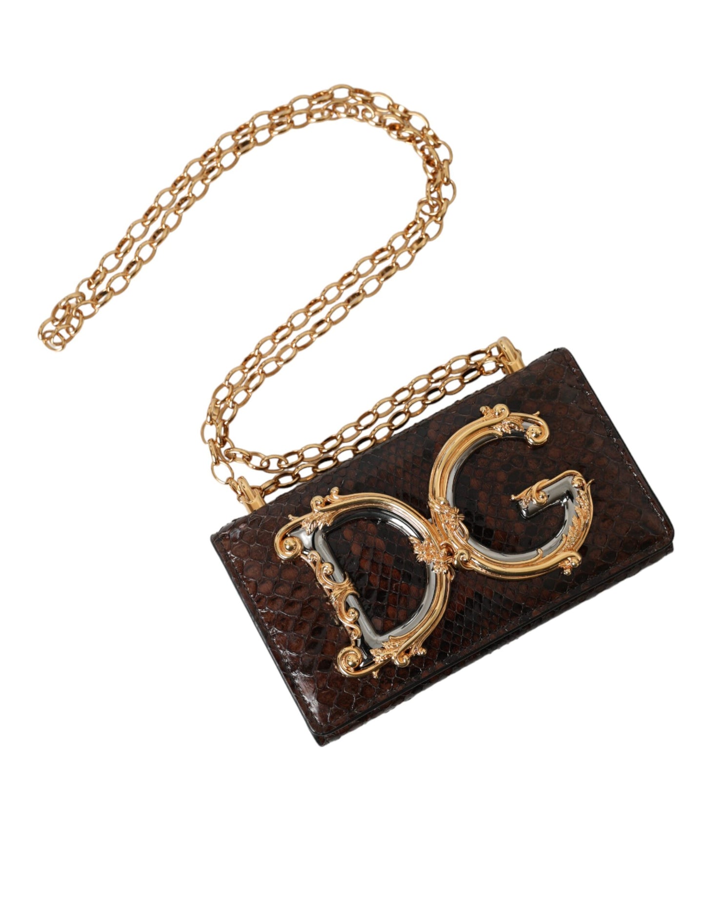 Dolce &amp; Gabbana – DG Girls – Umhängetasche aus braunem Pythonleder