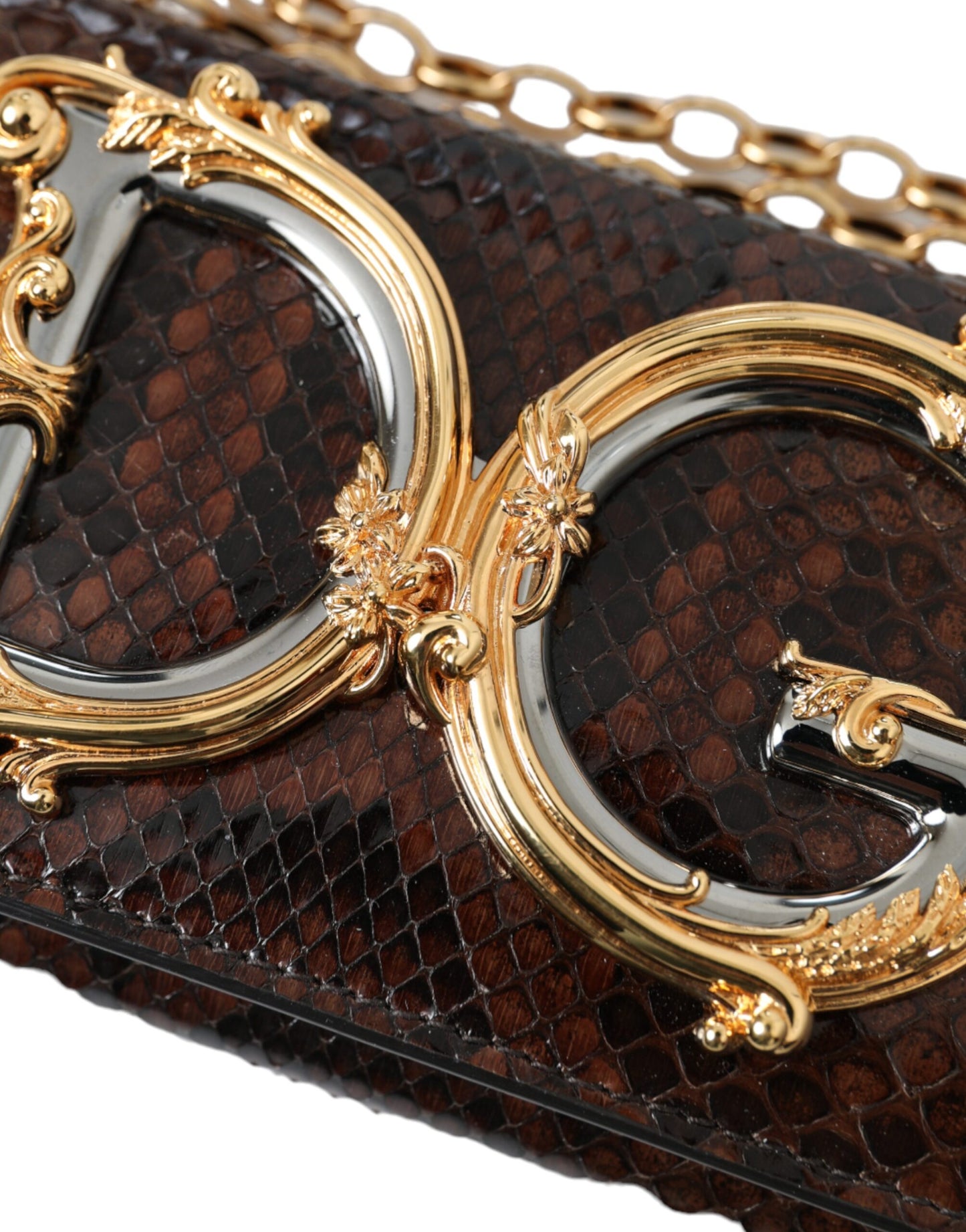Dolce &amp; Gabbana – DG Girls – Umhängetasche aus braunem Pythonleder