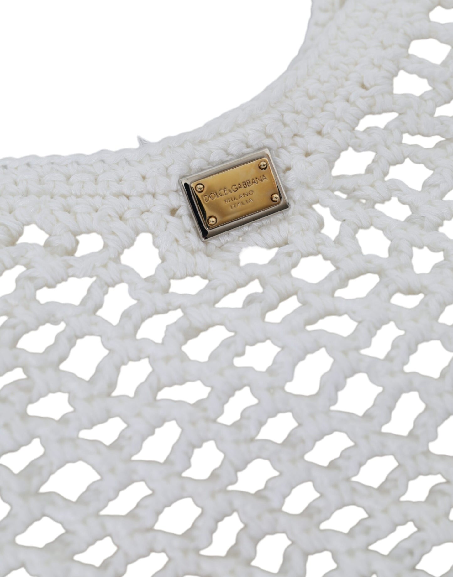 Dolce &amp; Gabbana – Einkaufstasche mit Logo aus gestrickter Baumwolle in Weiß und Grün